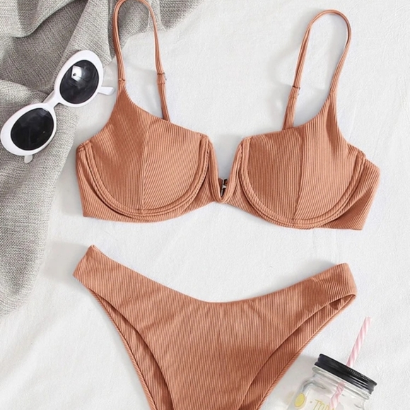 SHEIN Other - SheIn Rib V Underwired Bikini Swimsuit